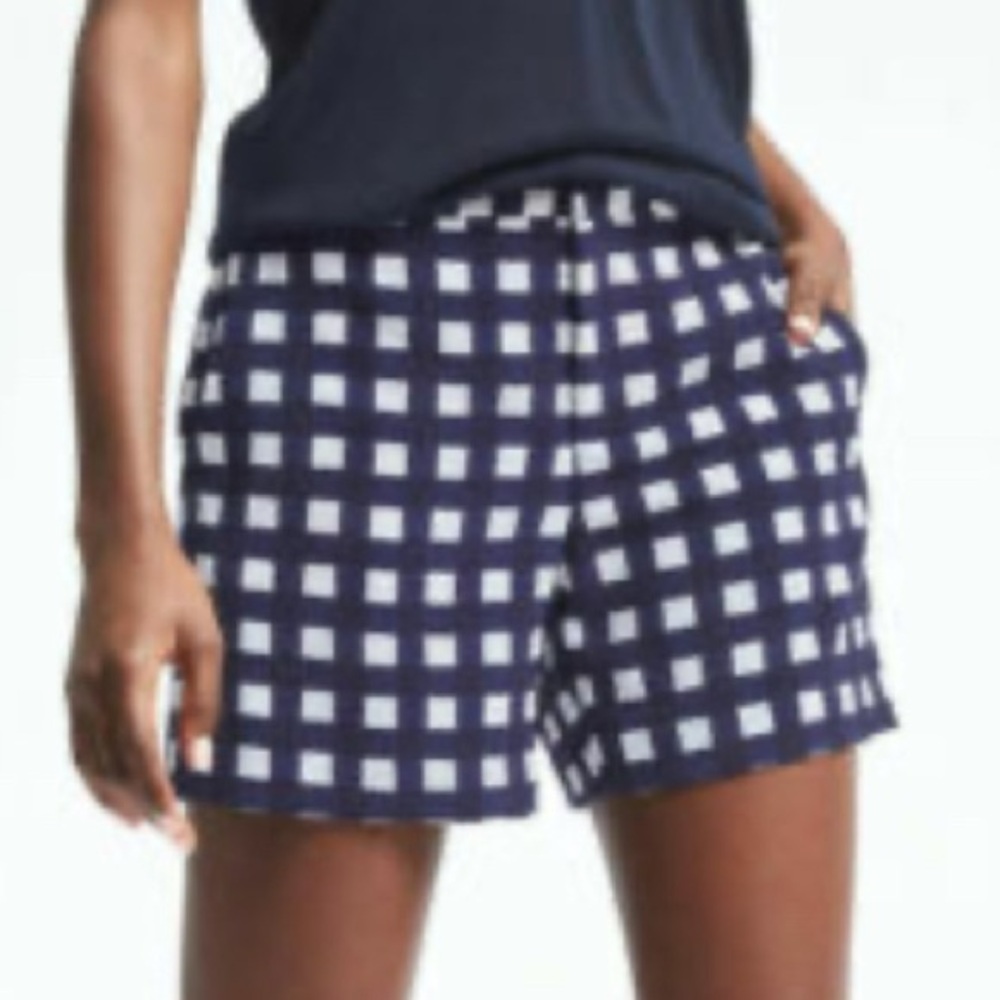 Banana Republic high waisted shorts navy blue and white checkered